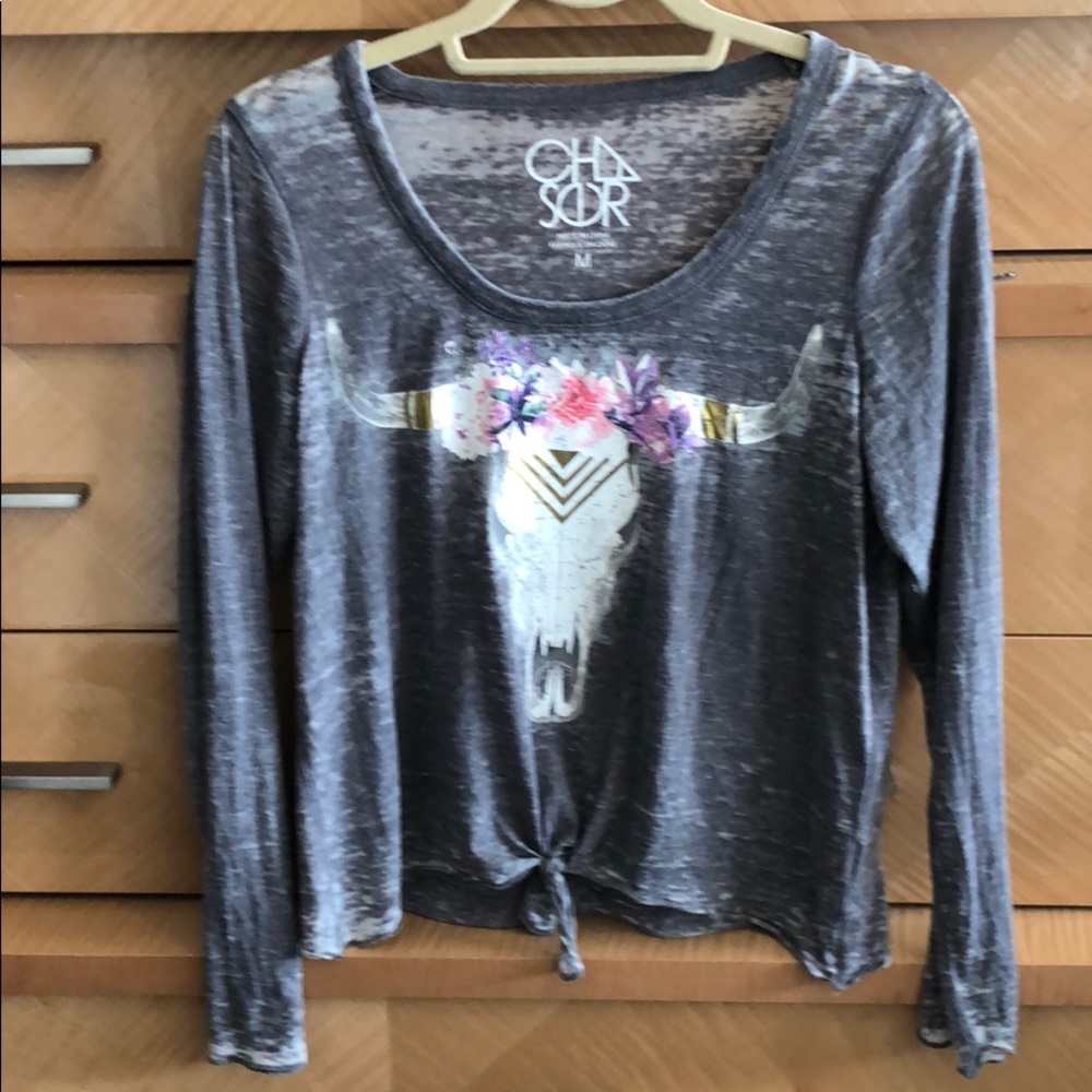 Super soft tie front long sleeve top